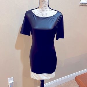 Faux leather Bebe dress, size medium, black